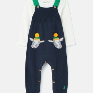 Joules Cotton Cow Overall Jumper Set 3-6m